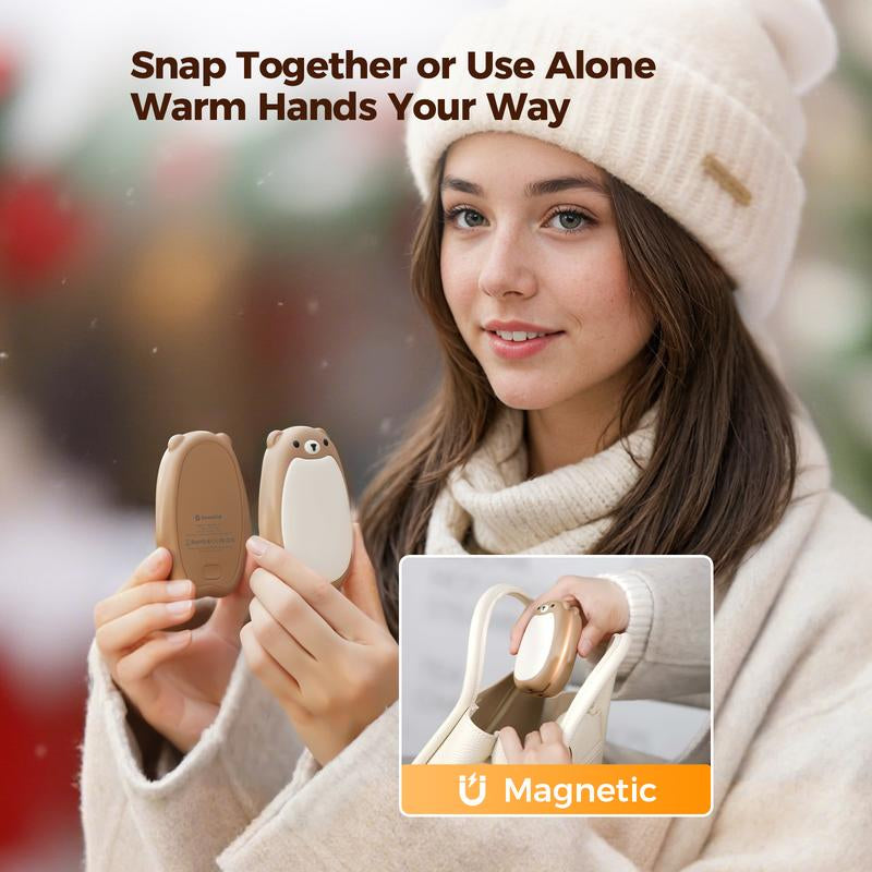 SWEETFULL Hand Warmers Rechargeable - Cute Bear Design, 2 Pack Magnetic Hot Hands, 3 Heat Levels, Portable for Outdoor & Camping, Ideal Christmas Gift-Tiktokshopfalldealsforyou